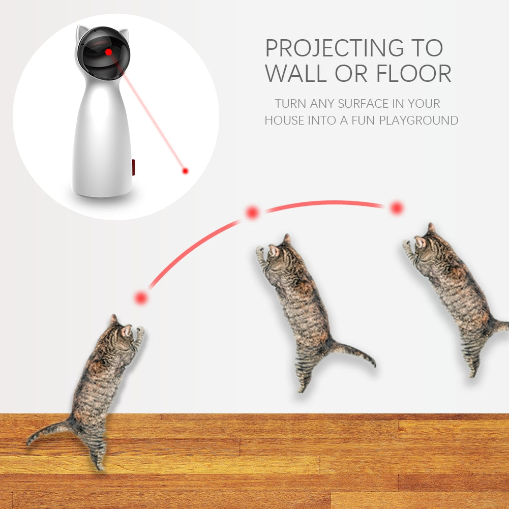 Keep your playful pet occupied for hours with the Cat Interactive Laser Toy. This unique battery-operated toy provides hours of endless fun thanks to the automated rotating mirror that beams the laser out in random patterns for hands-free solo play to help keep your furry friend from getting bored and anxious while you’re busy or away.