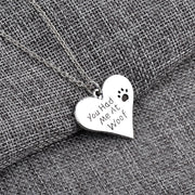 This Woof Heart Necklace will add a fresh look to your jewelry box. This necklace will be your new favorite piece of jewelry with its unique "You have Me At Woof" look and is excellent as a go-to accessory with anything you wear. This necklace provides a range of looks without too much distraction from your outfit, and your sidekick will want to give you a high-paw for your fantastically chic style sense. 