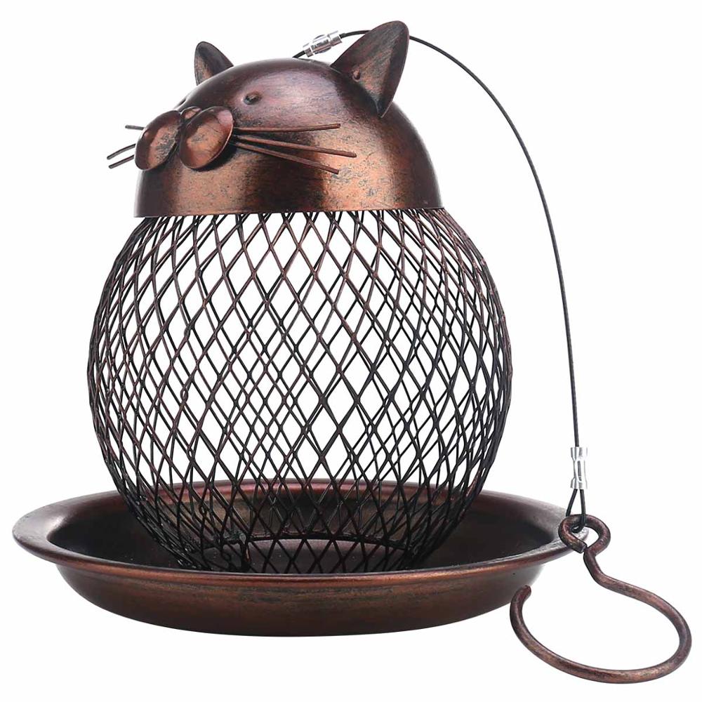 Have a good time birdwatching by hanging this Cat Shaped Bird Feeder in your backyard. This cat-shaped bird feeder stands up against squirrels and other small animals that may try to access birdseed thanks to the small mesh-hole design. The mesh design embraces clinging birds and is wind-proof, making it ideal for withstanding tough weather elements.