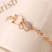 If you are a cat lover, you will purr with delight when you purchase this adorable Rose Gold Cat Bracelet. Made from high-quality material with a cat motif, this adorable bracelet is certain to be a hit. Team with a bodycon dress and matching heels for a complete look.