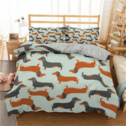 This delightful Dachshund Bedding Set will update the look of your bedroom with its unique pet design instantly. Featuring all over Dachshund design, two matching shams, this set will bring glam, exceptional warmth, and textural aesthetic to your bedroom.