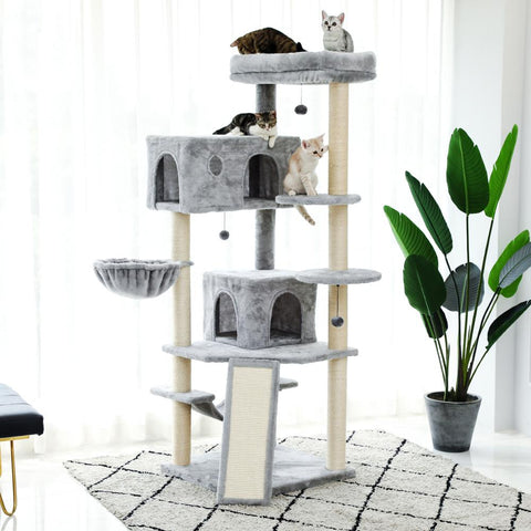 Keep your cat’s claws off your walls and furniture by interposing him to the Cat Scratching Post. Your feline companion will enjoy scratching away at this scratching post. With a snuggly elevated bed and curved top-level, kitties can conveniently curl up or sit and study their surroundings. 