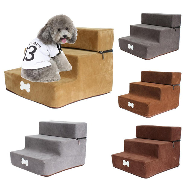 Your fur friend can quickly join you on the couch or bed with the help of Pet Stairs. This three-step booster is ideal for a small dog who hasn’t yet learned or is no longer able to jump to your side. Featuring a high-density foam interior, these Pet Stairs zip together quickly with no tools required. 