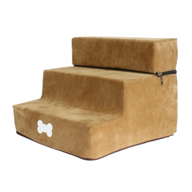 Your fur friend can quickly join you on the couch or bed with the help of Pet Stairs. This three-step booster is ideal for a small dog who hasn’t yet learned or is no longer able to jump to your side. Featuring a high-density foam interior, these Pet Stairs zip together quickly with no tools required. 