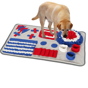 Keep your dog happy and active with the Dog Snuffle Mat. This mat is thoughtfully made with dogs in mind, it has multiple fun activities to keep your dog mentally and physically stimulated. Enrichment toys may encourage less vocal behavior, support natural rooting and nudging activities, and aid in behavior training. By combining their natural foraging instincts with mealtime, dogs have the opportunity to use the most powerful tool they were born with, the nose.
