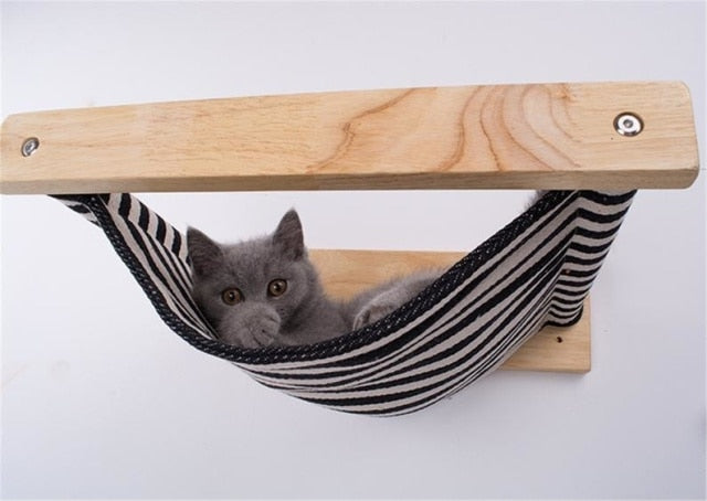 Give your kitty a complete view with Wall Mounted Wooden Cat Furniture. This wooden furniture mounts against the wall without brackets and can be used as a sitting area or steps to other wall-mounted cat furniture.  Your feline friend will enjoy looking down at everything from on high and you’ll love the floor space you save!