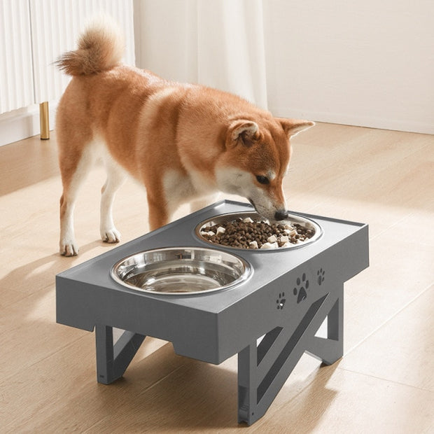 No reservations are required for the Elevated Dog Bowl. Bringing an elevated function to mealtimes. The purpose is to close the distance between your dog and his food and water, because this reduces strain on his neck and joints. This also encourages better digestion, which may reduce the chance of gastrointestinal problems like bloat. And it has a stylish design that brings a modern flair to your home, with removable stainless steel bowls that are dishwasher safe.