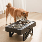 No reservations are required for the Elevated Dog Bowl. Bringing an elevated function to mealtimes. The purpose is to close the distance between your dog and his food and water, because this reduces strain on his neck and joints. This also encourages better digestion, which may reduce the chance of gastrointestinal problems like bloat. And it has a stylish design that brings a modern flair to your home, with removable stainless steel bowls that are dishwasher safe.